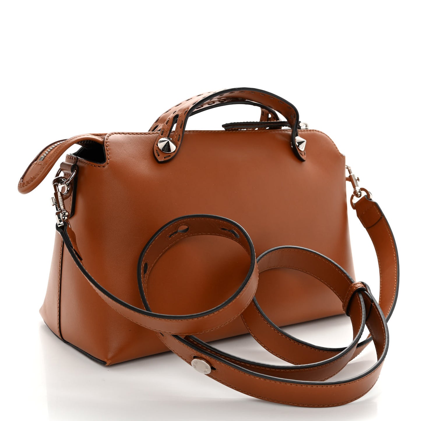 Vitello King Logo Embossed Medium By The Way Boston Bag Cuoio
