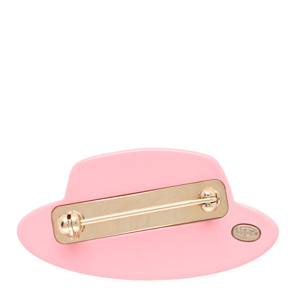 Chanel Resin Icon Manga Hat Brooch Pink White Gold 3 of 5