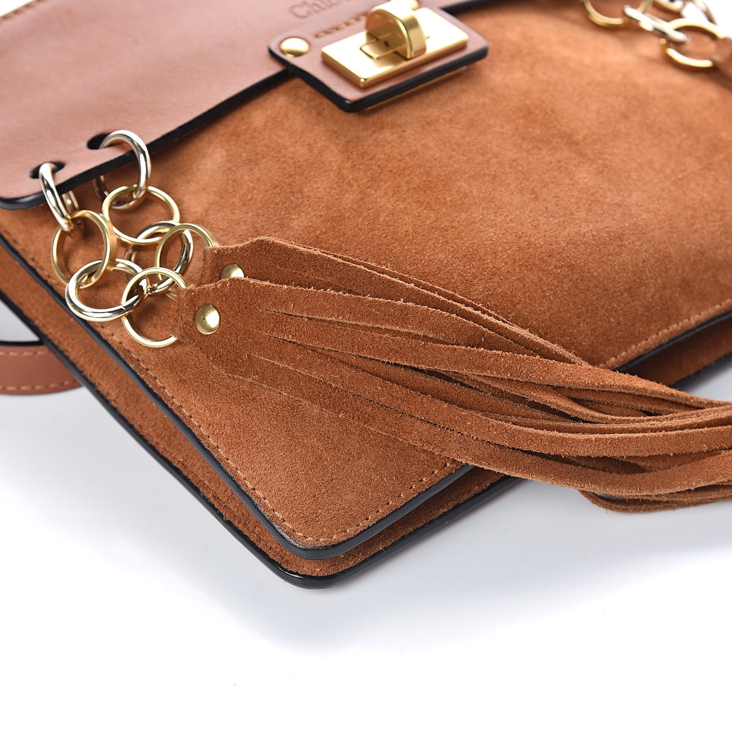 Chloe Calfskin Suede Small Jane Fringe Bag Caramel 9 of 10