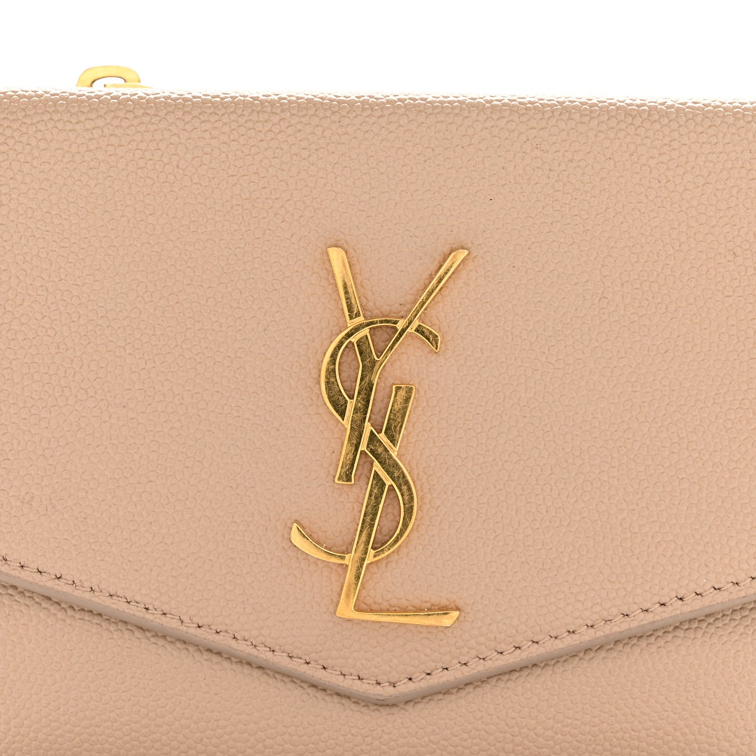 Saint Laurent Grain De Poudre Monogram Uptown Compact Wallet Dark Beige 9 of 12