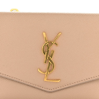 Saint Laurent Grain De Poudre Monogram Uptown Compact Wallet Dark Beige 9 of 12