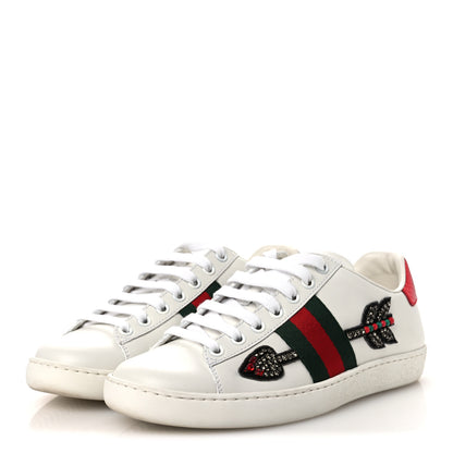 Gucci Calfskin Web Studded Womens Arrow Ace Sneakers 35.5 White 4 of 13