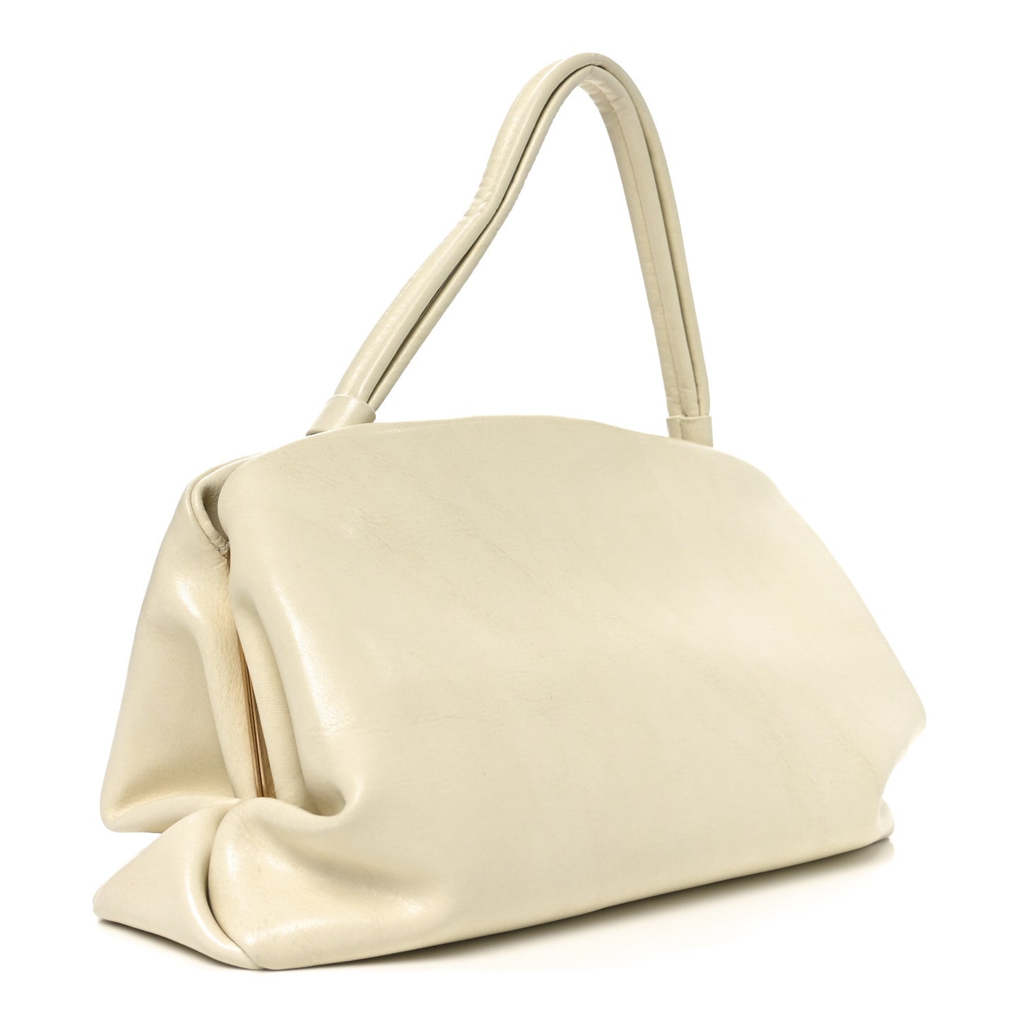 Smooth Calfskin Eyelet Small Top Handle Bag White