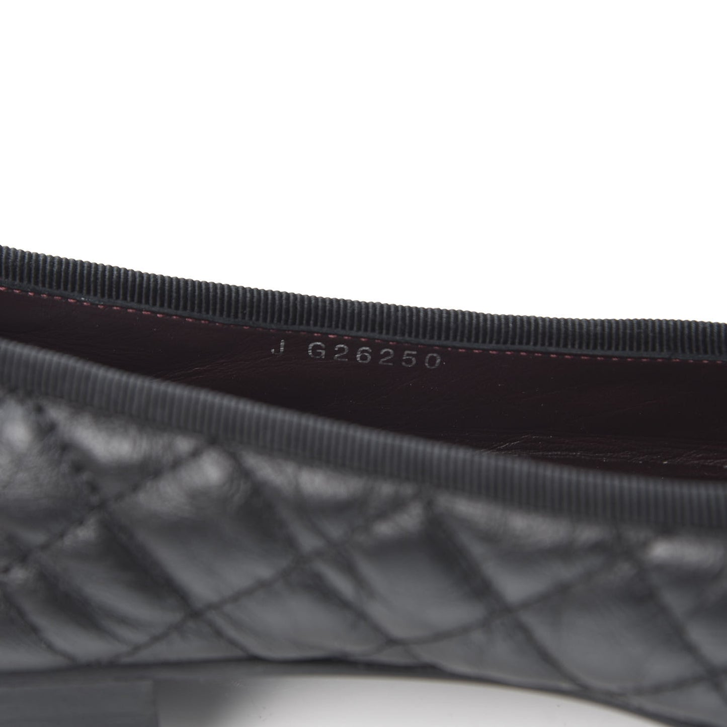 Aged Calfskin Quilted Cap Toe Ballerina Flats 38 Black