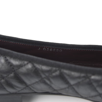 Chanel Aged Calfskin Quilted Cap Toe Ballerina Flats 38 Black 7 of 9