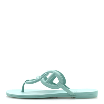 Hermes Rubber Womens Egerie Sandals 37 Vert Embrun 1 of 10