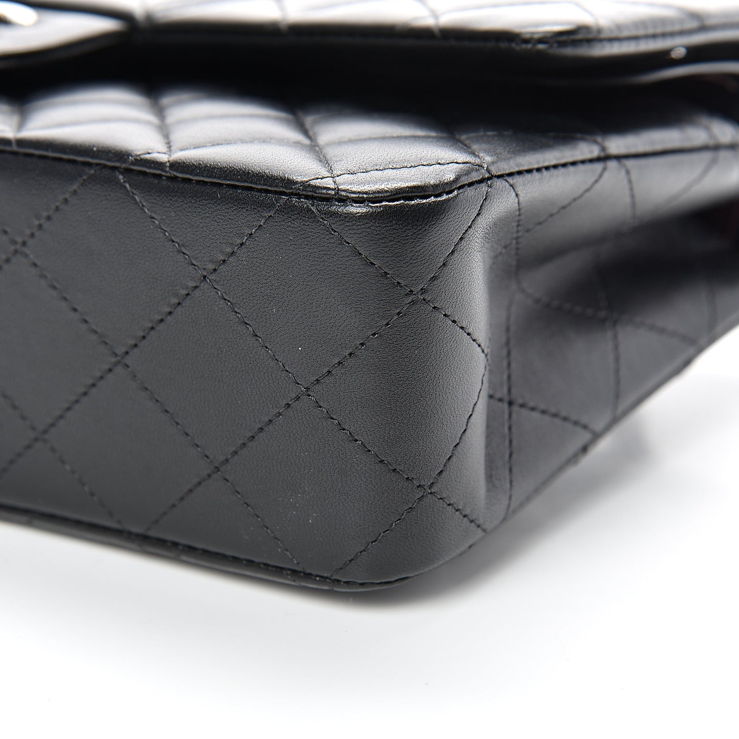 Lambskin Quilted Medium Double Flap Black