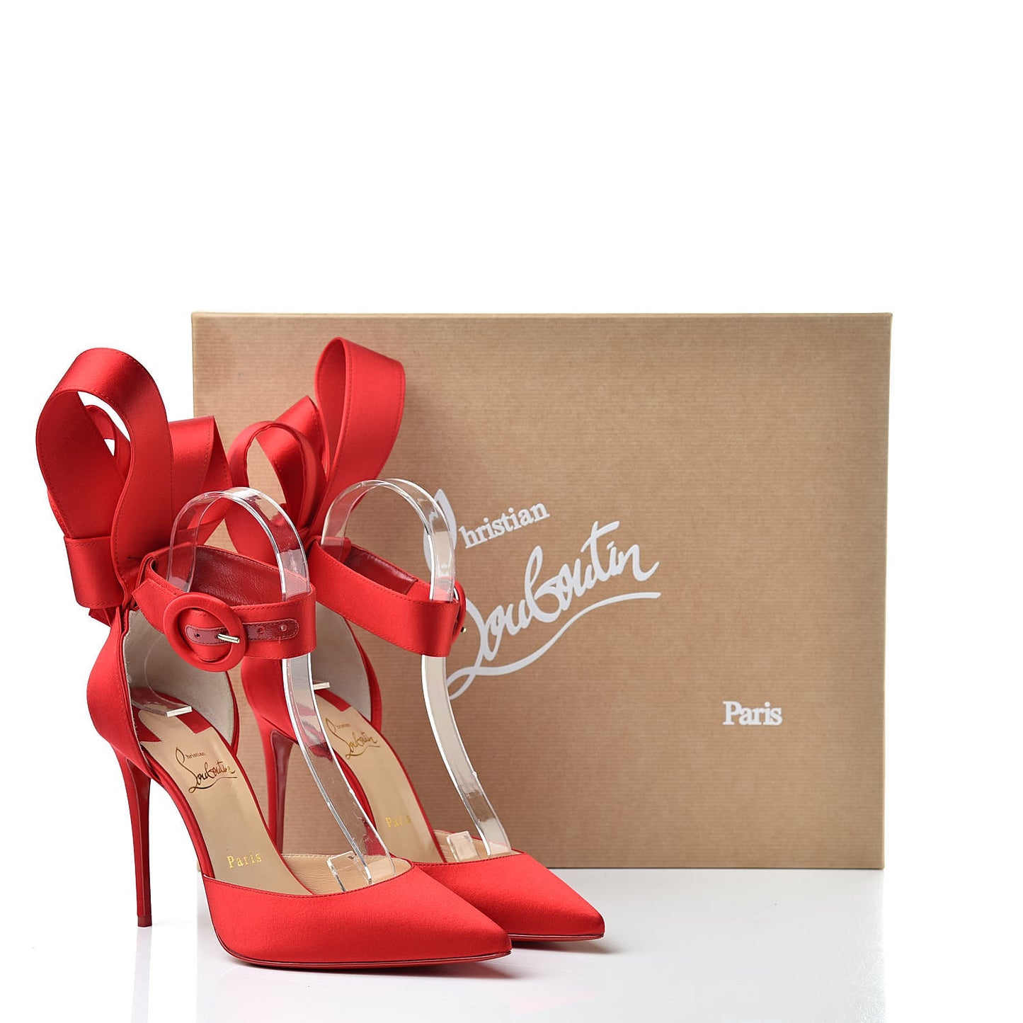 Crepe Satin Raissa 100 Ankle Strap Pumps 37.5 Loubi