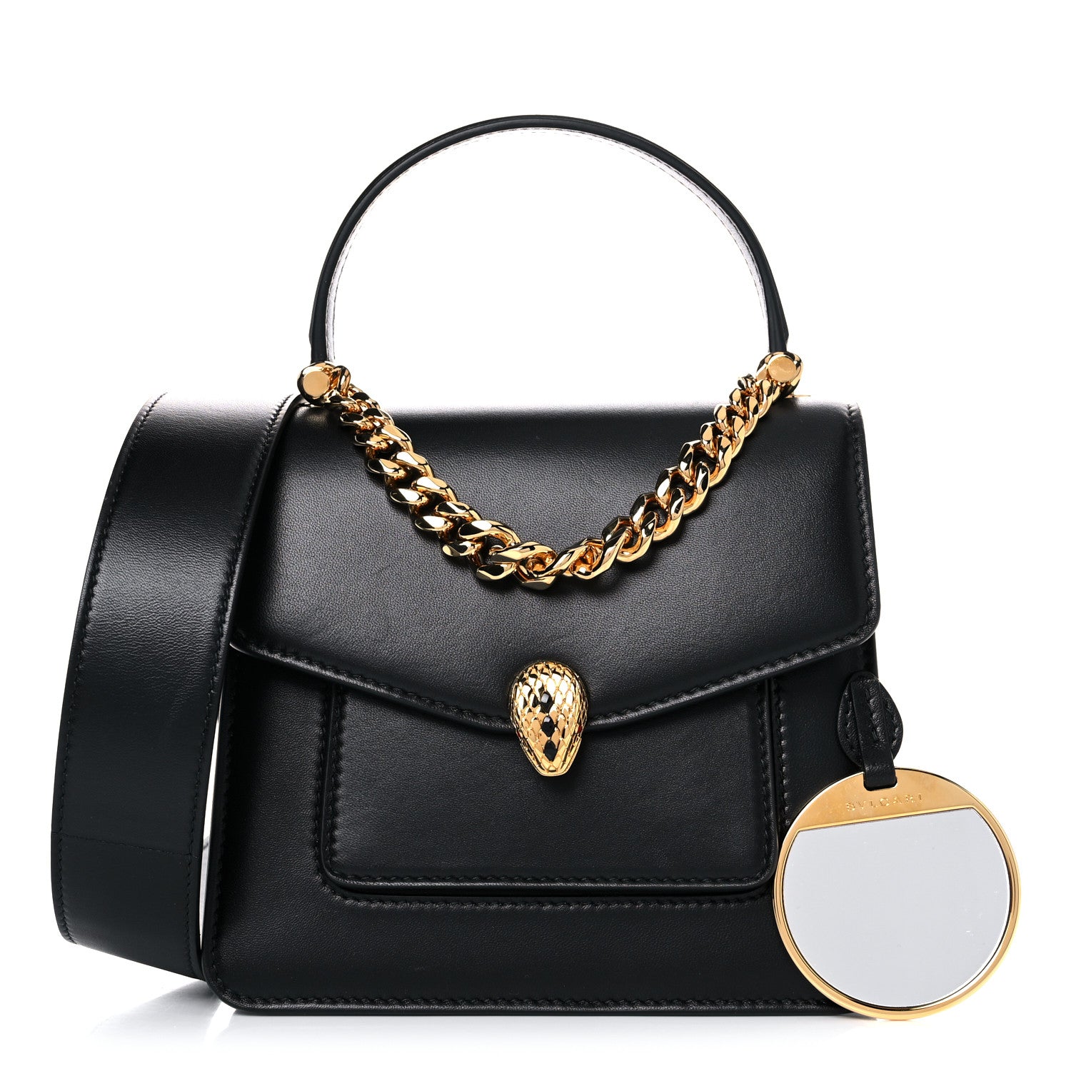 Bulgari Nappa Serpenti Forever Small Maxi Chain Top Handle Bag Black 1 of 15