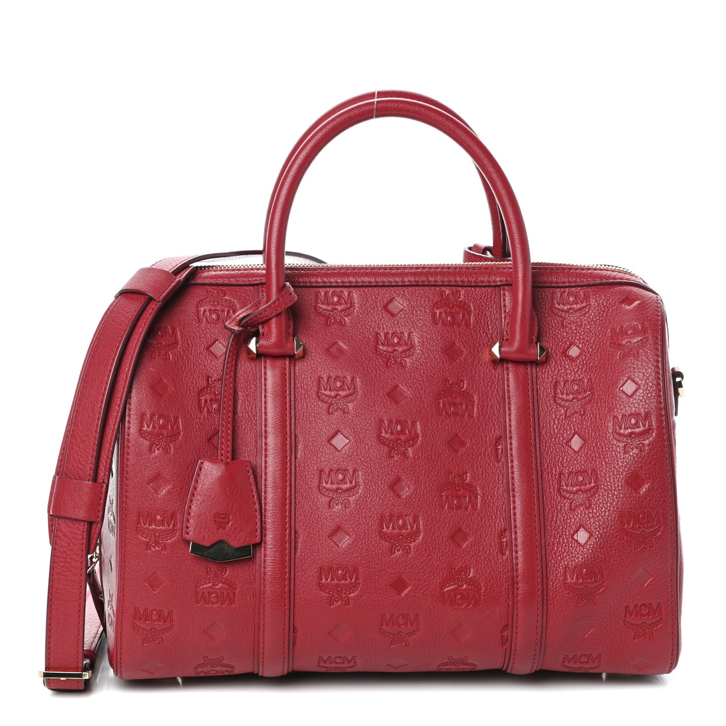 Calfskin Ottomar Monogram Boston Bag Red