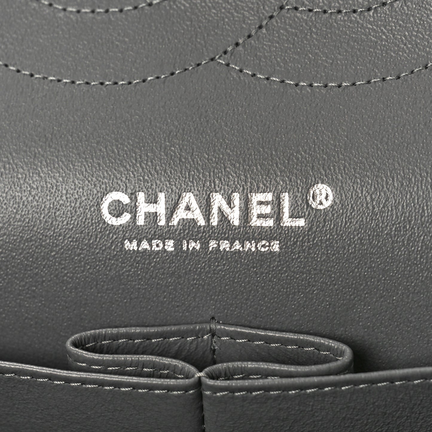 Caviar Quilted Jumbo Double Flap Grey