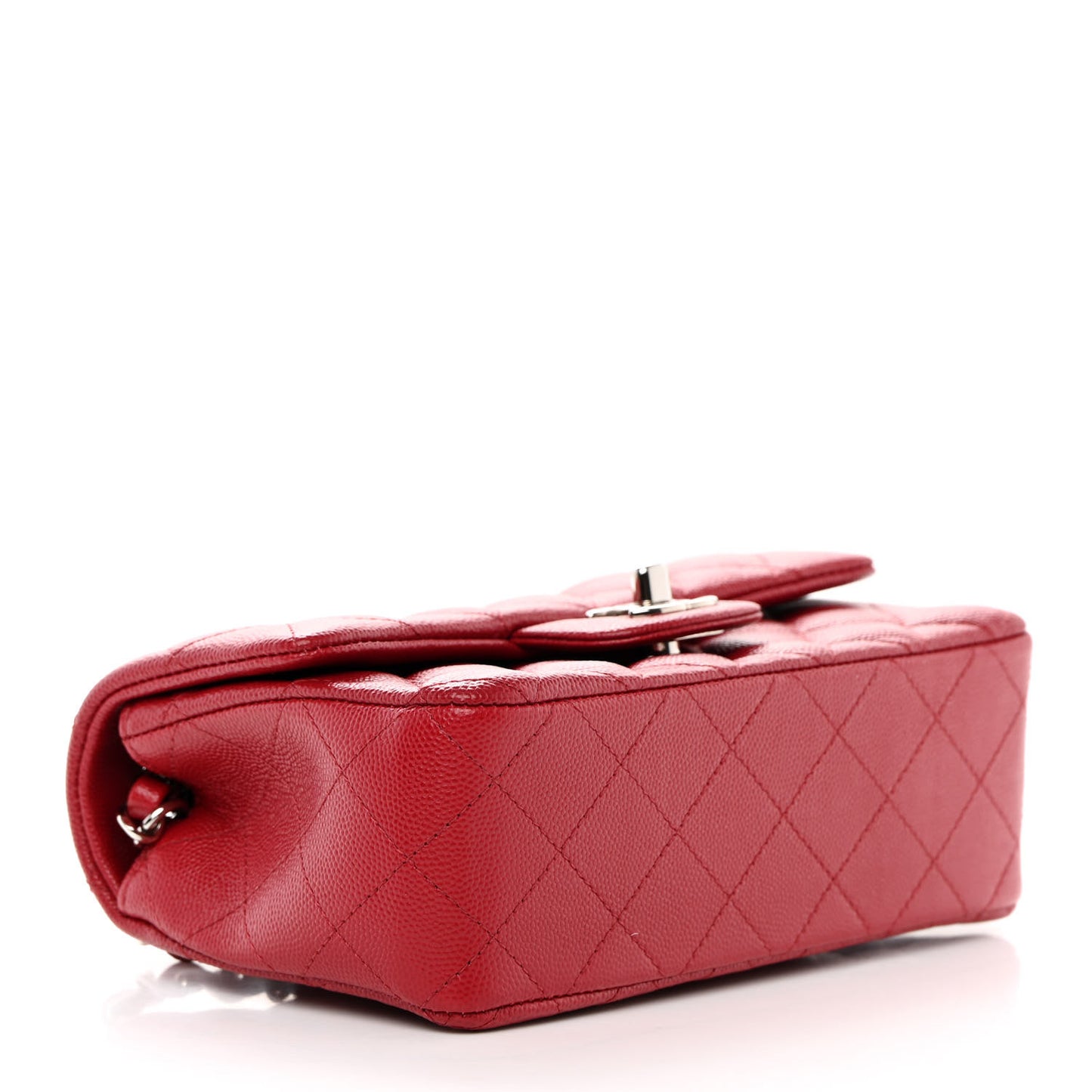 Caviar Quilted Mini Rectangular Flap Red