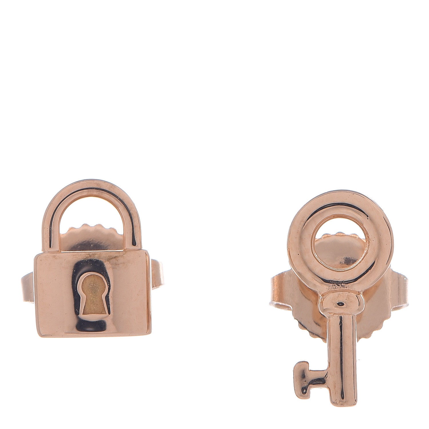 Tiffany 18K Rose Gold Mini Key and Lock Earrings 1 of 4