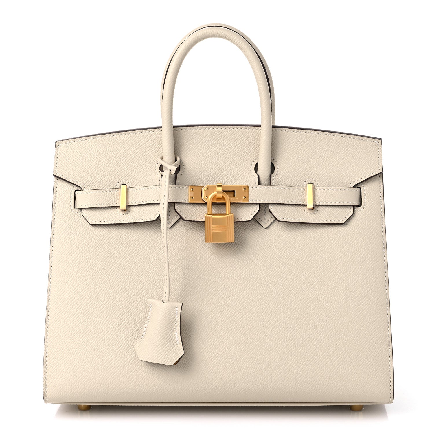 Hermes Epsom Horseshoe Birkin Sellier 25 Nata Jaune Ambre 1 of 8