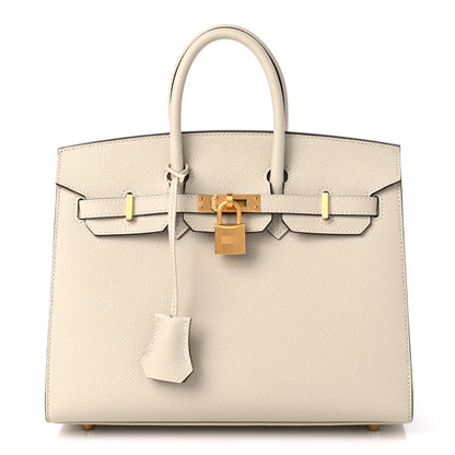 Hermes Epsom Horseshoe Birkin Sellier 25 Nata Jaune Ambre 1 of 8