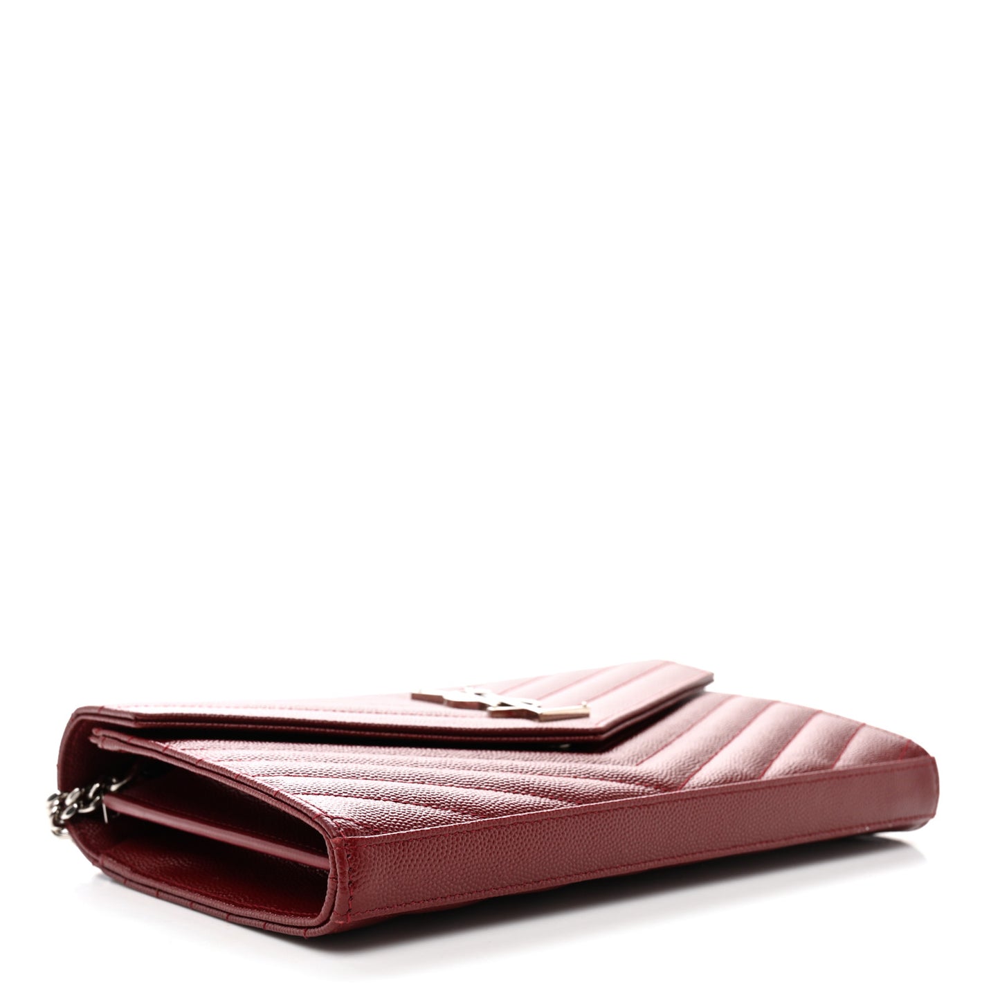 Grain De Poudre Matelasse Chevron Monogram Chain Wallet Palissandre