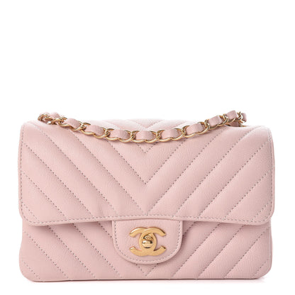 Chanel Calfskin Chevron Quilted Mini Rectangular Flap Light Pink 1 of 13