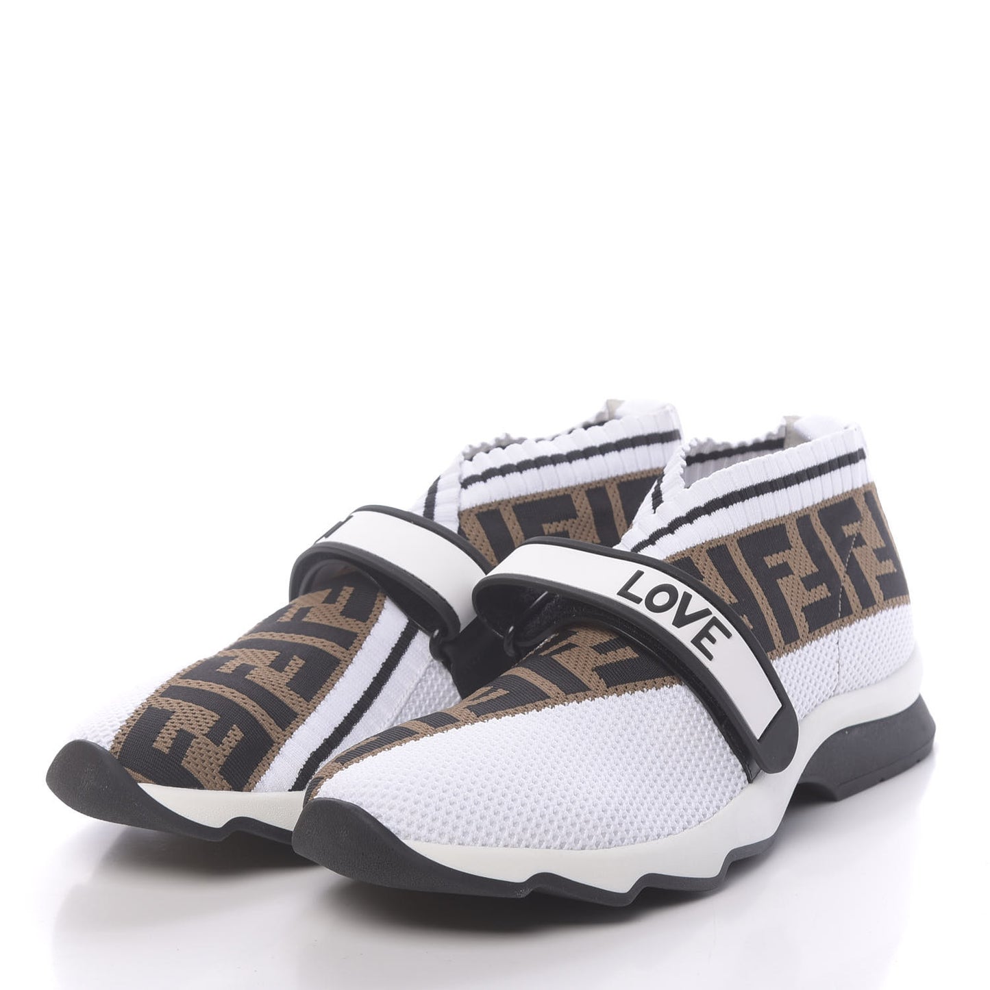 Stretch Yarn FF Stiff Band Rockoko Sneakers 39.5 White Black Tobacco