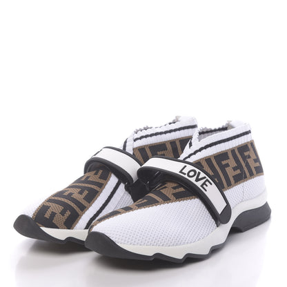 Fendi Stretch Yarn FF Stiff Band Rockoko Sneakers 39.5 White Black Tobacco 3 of 9