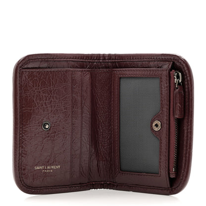 Saint Laurent Crinkled Calfskin Matelasse Monogram Niki Card Holder Rouge Legion 5 of 6