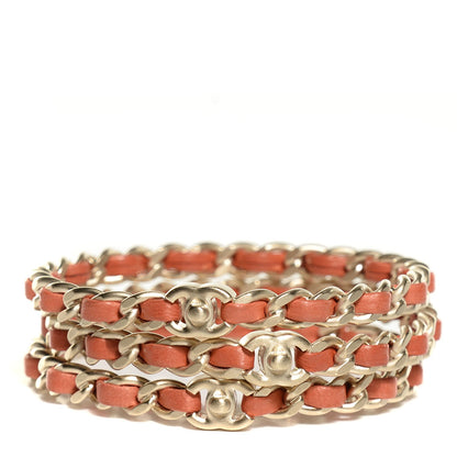 Chanel Lambskin Chain Bangle Set of 3 Light Red 1 of 5