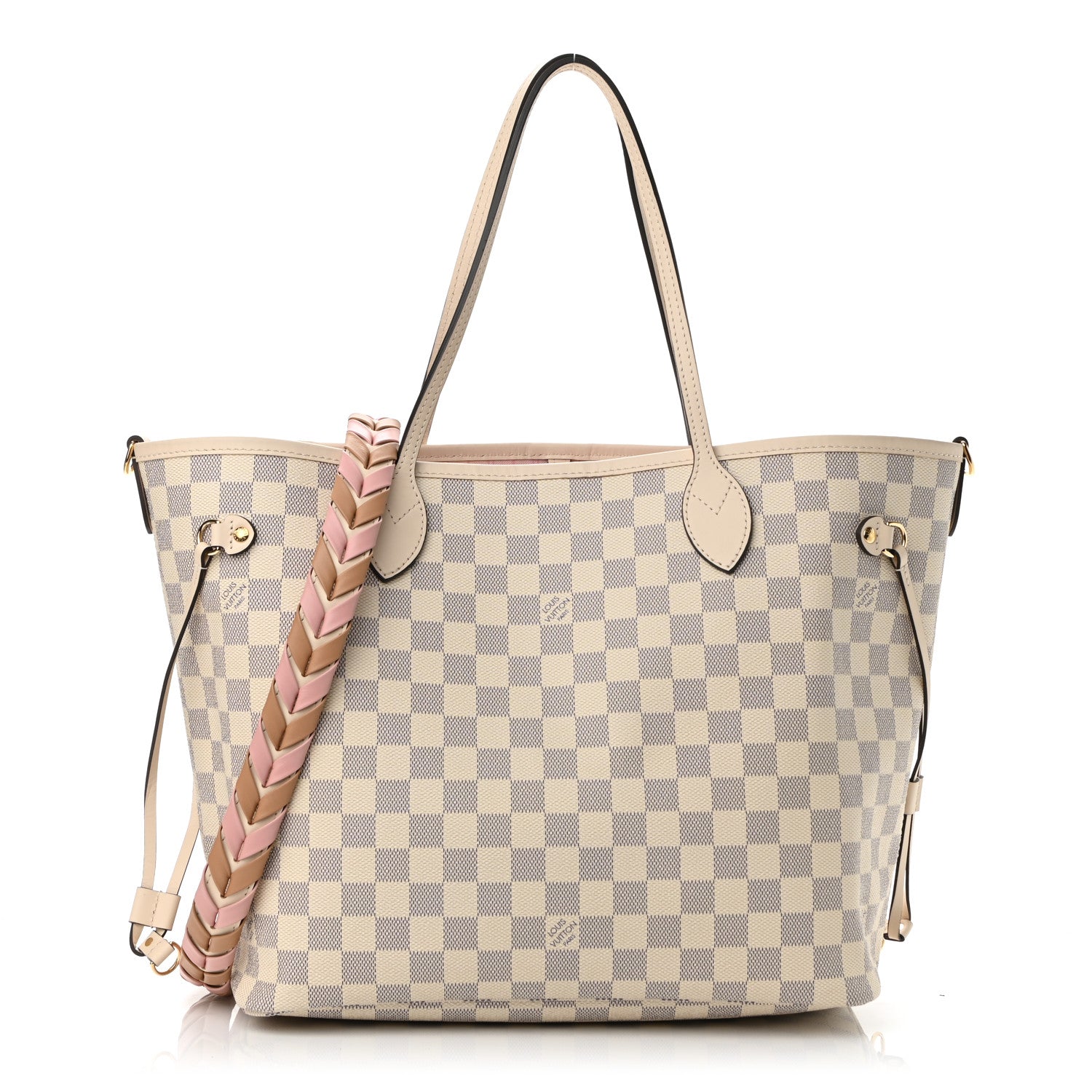 Louis Vuitton Damier Azur Braided Neverfull MM Pink 3 of 10