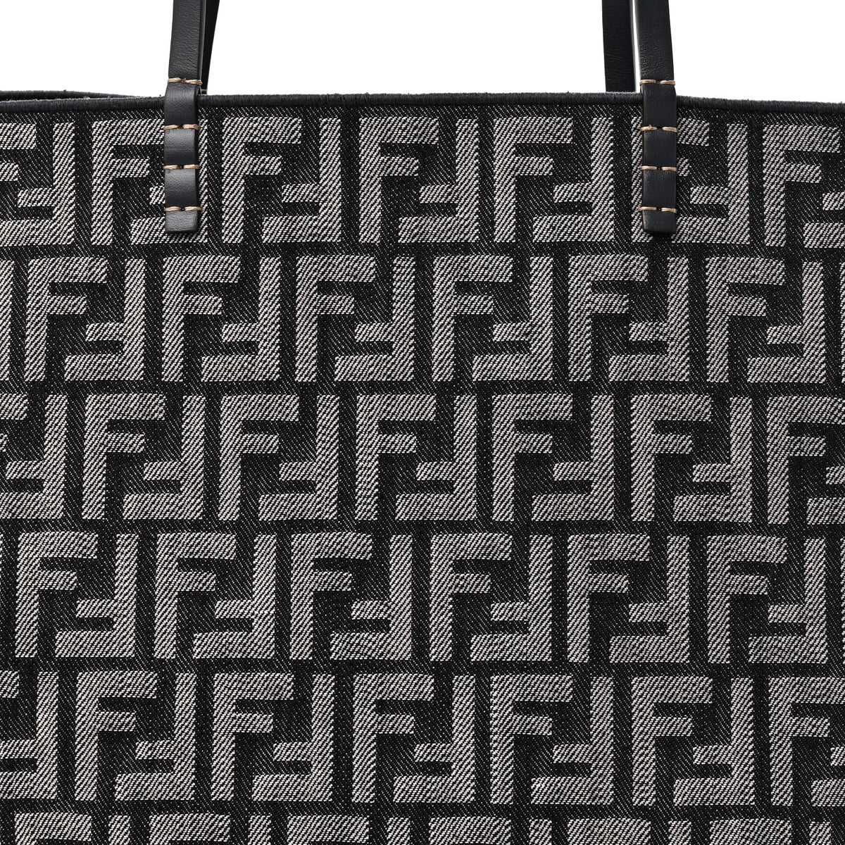 Fendi Chenille Vitello Santa Barbara FF Large Roll Reversible Shopping Tote Grigio Notte Flamingo 8 of 10