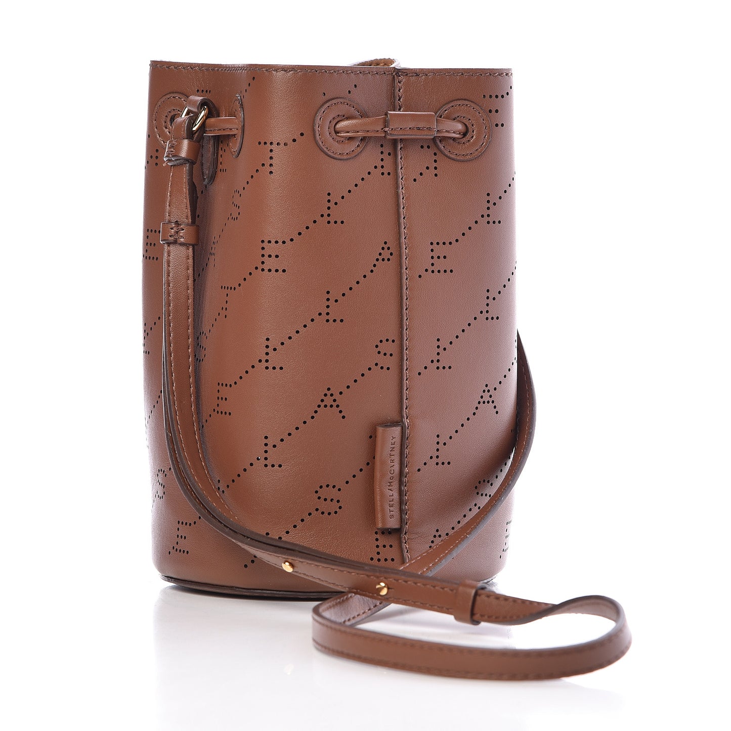 Perforated Eco Alter Nappa Mini Bucket Bag Brown