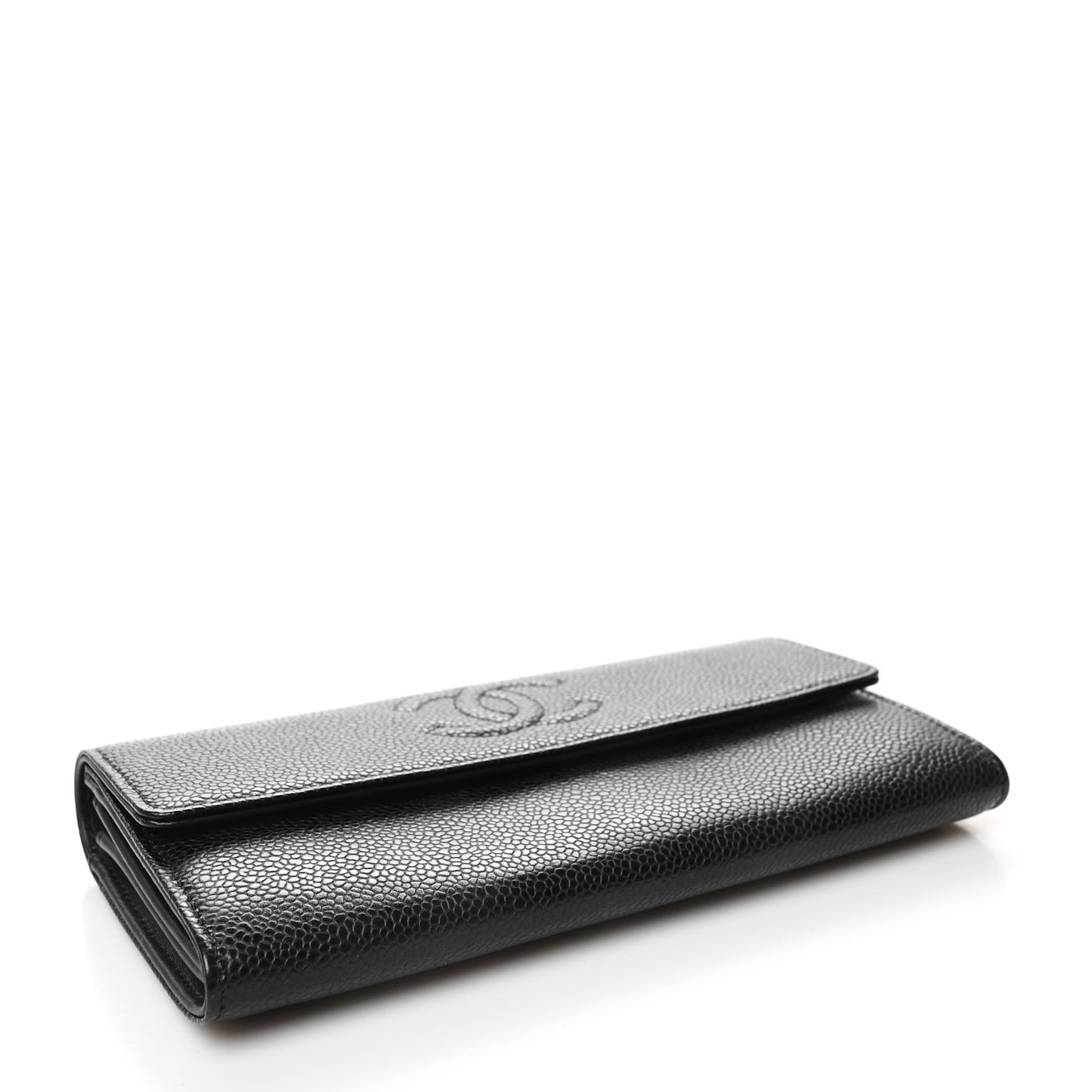 Caviar Timeless CC Large Gusset Flap Wallet Black