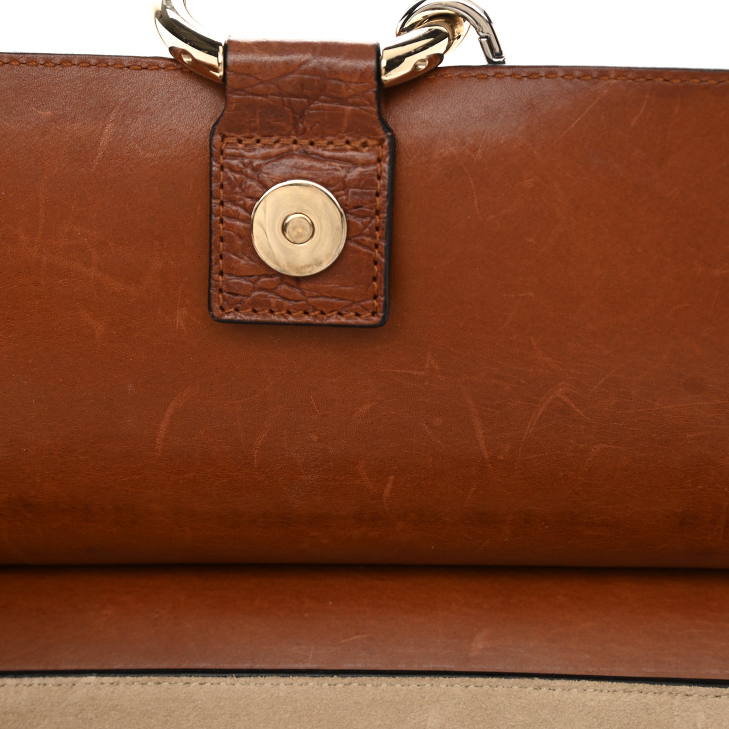 Calfskin Crocodile Embossed Medium Faye Shoulder Bag Mahogany