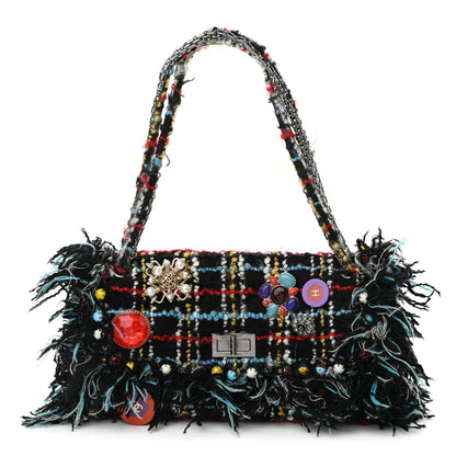 Chanel Tweed Quilted Embellished Reissue Shoulder Bag Black Multicolor 1 of 11
