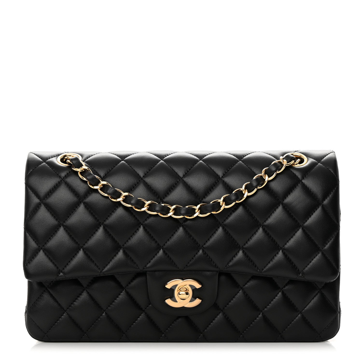 Chanel Lambskin Quilted Medium Double Flap Black 1 of 14