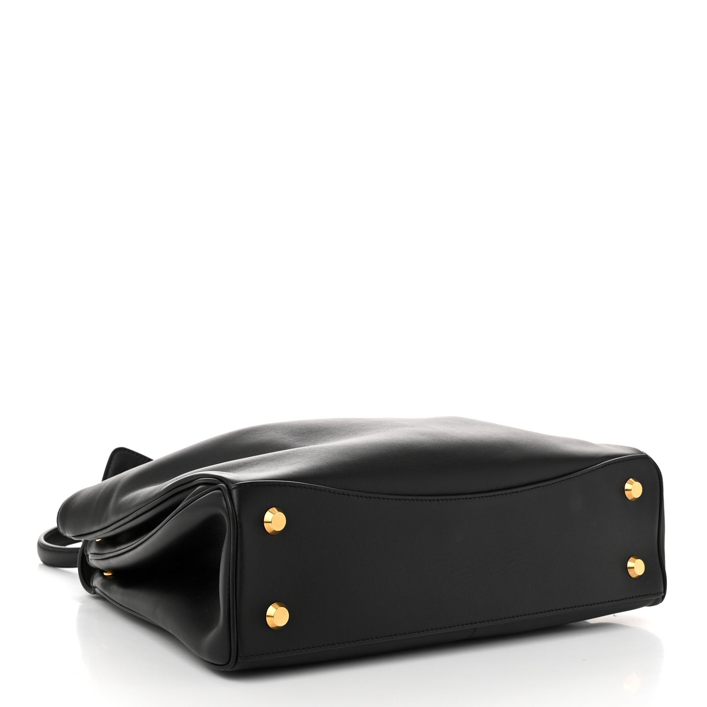 Natural Smooth Calfskin Medium Rodeo Top Handle Handbag Black