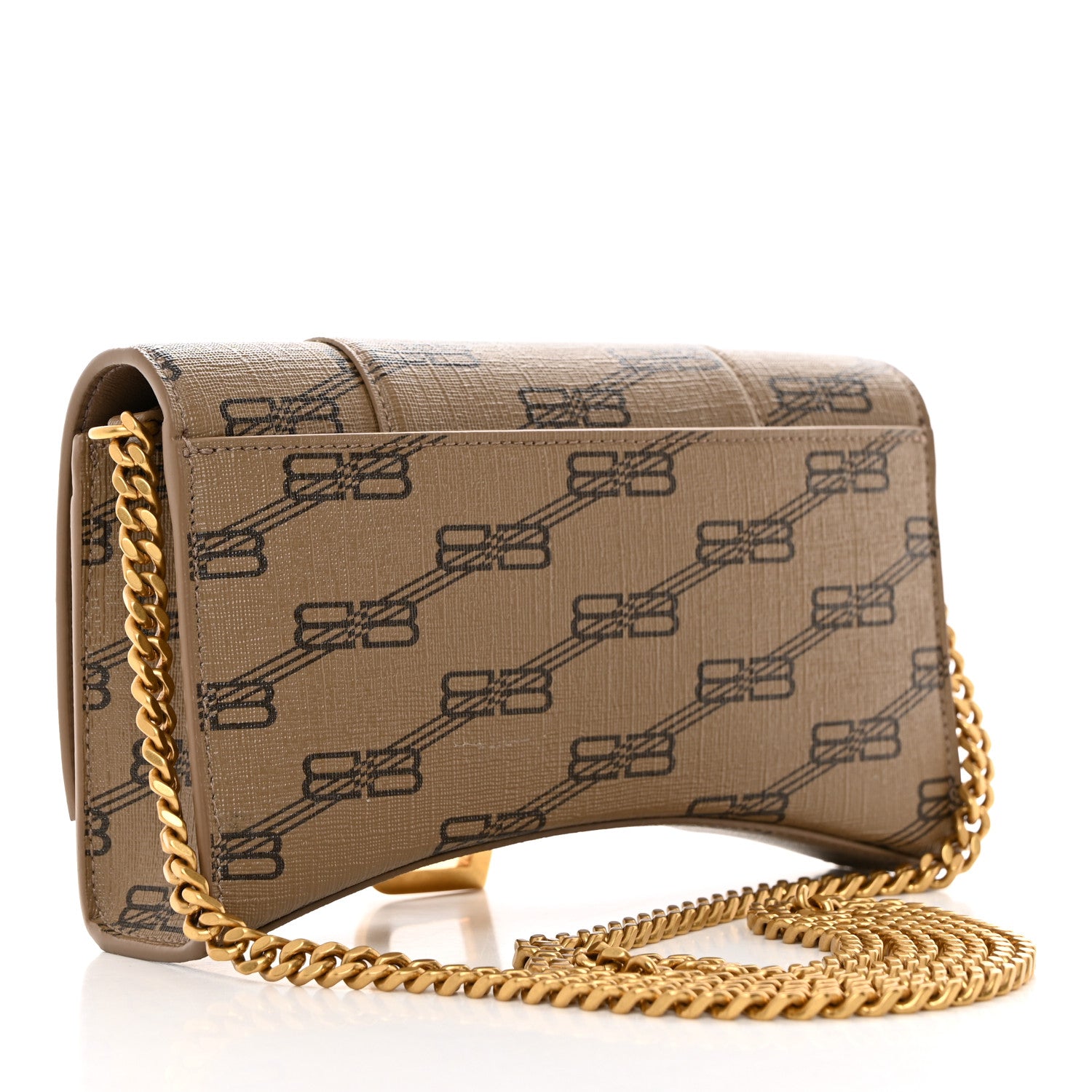 Balenciaga Coated Canvas BB Monogram Hourglass Chain Bag Beige Brown 3 of 11
