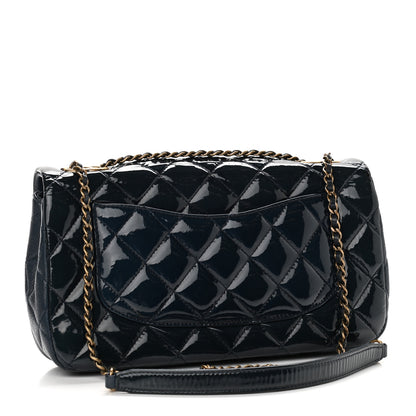 Chanel Patent Goatskin Quilted Medium CC Eyelet Flap Blue 3 of 11