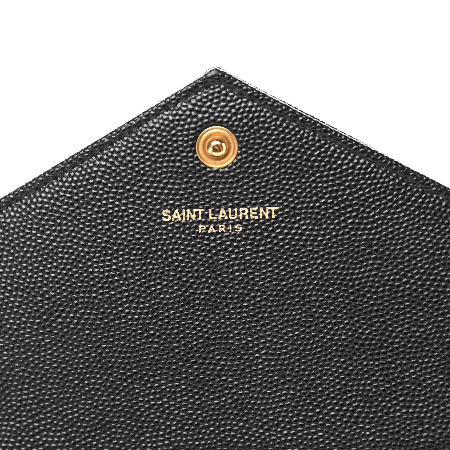 Saint Laurent Grain De Poudre Matelasse Chevron Monogram Envelope Chain Wallet Black 6 of 11