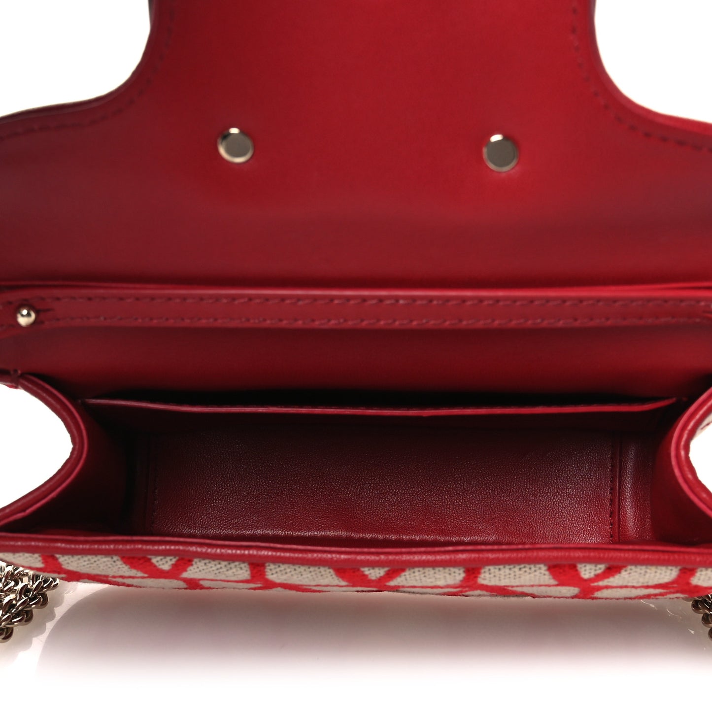 Toile Iconographe Goatskin Vlogo Small Loco Shoulder Bag Natural Rosso Valentino