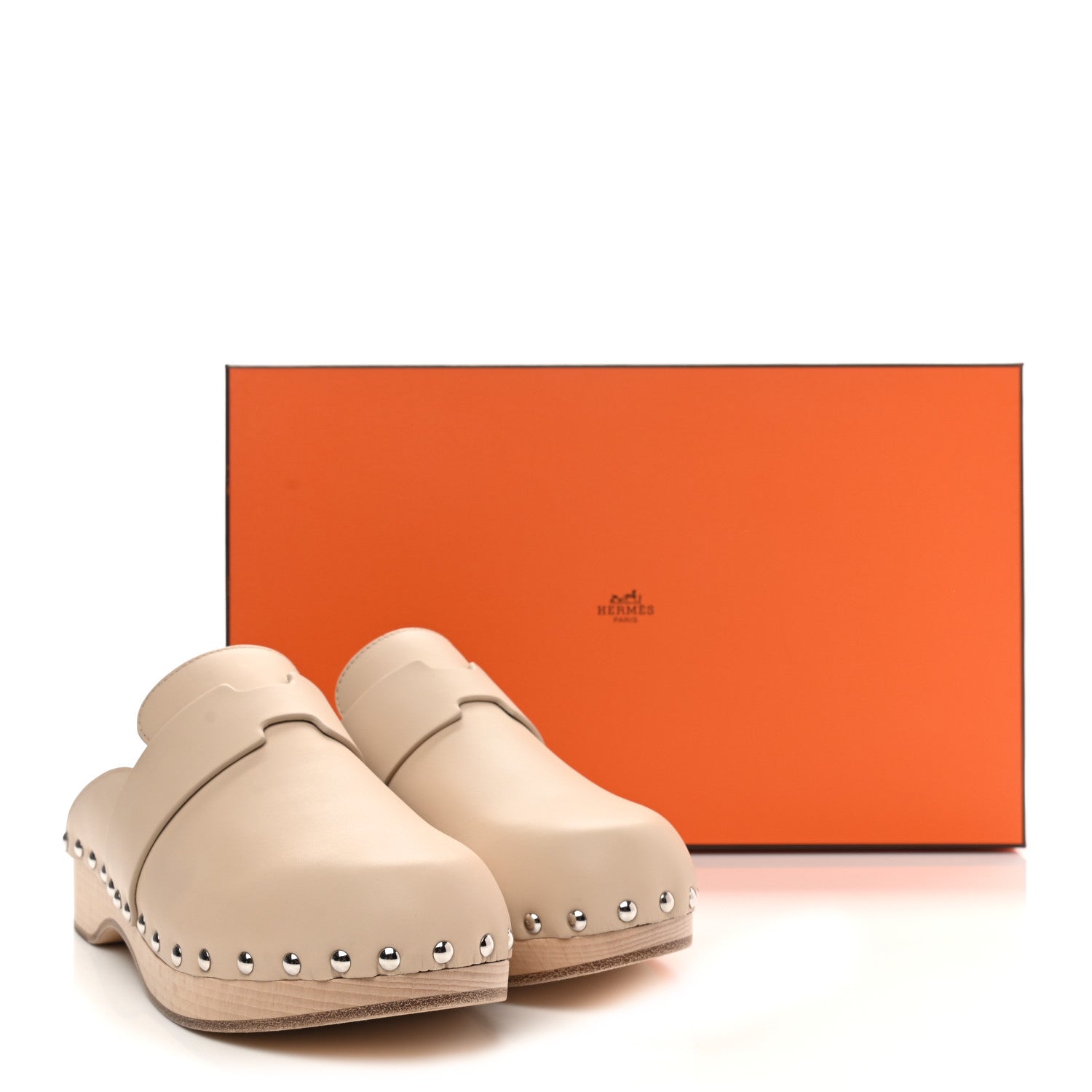 Hermes Calfskin Calya Mules 37 Hetre 8 of 8