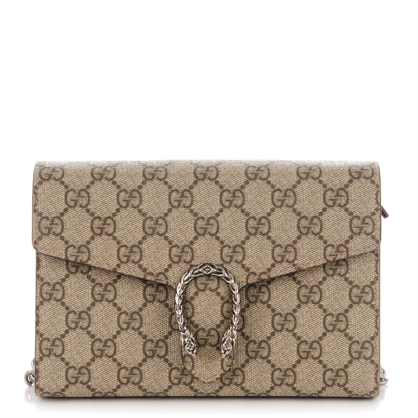 GG Supreme Monogram Mini Dionysus Chain Wallet Beige Vulcanic Red