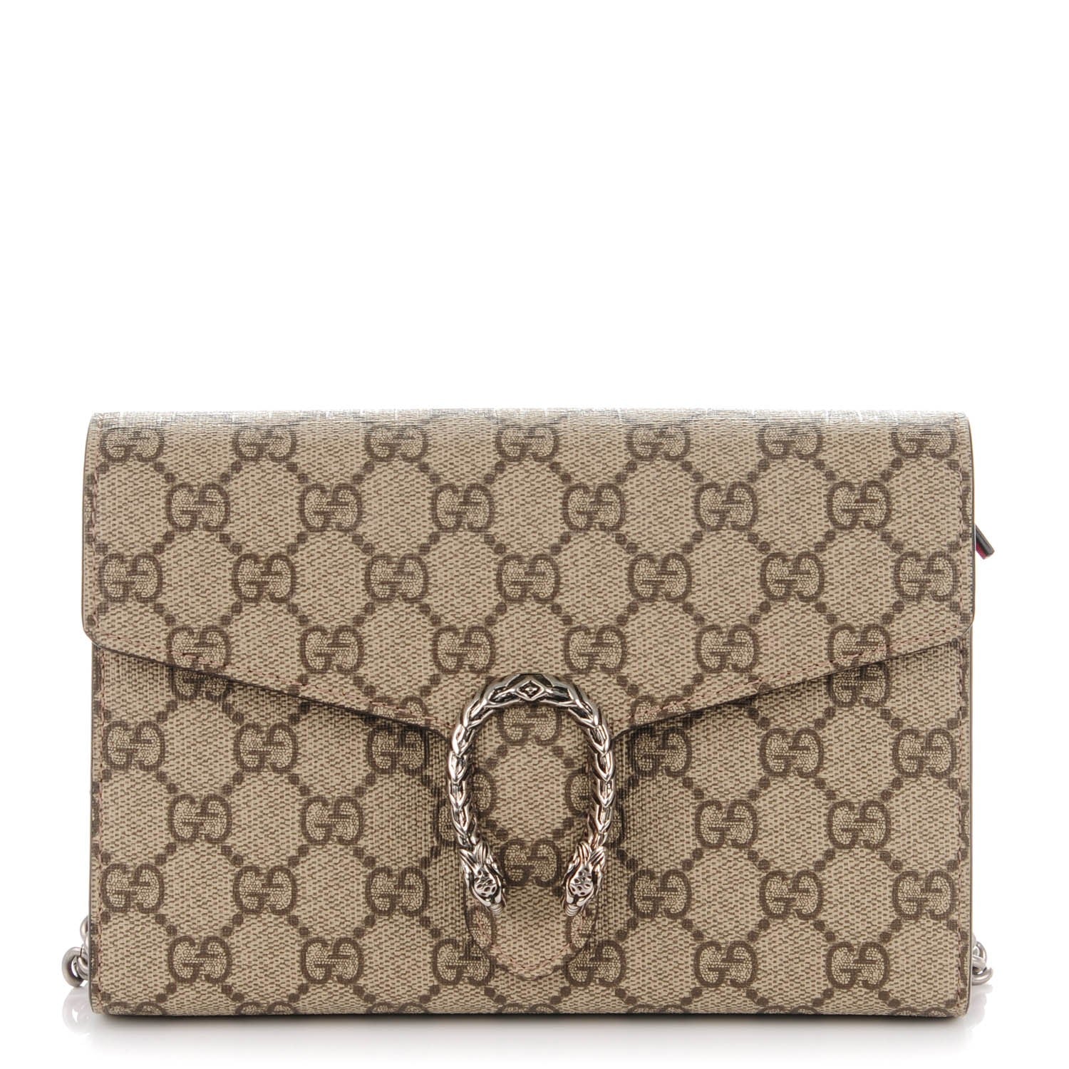 Gucci GG Supreme Monogram Mini Dionysus Chain Wallet Beige Vulcanic Red 1 of 7