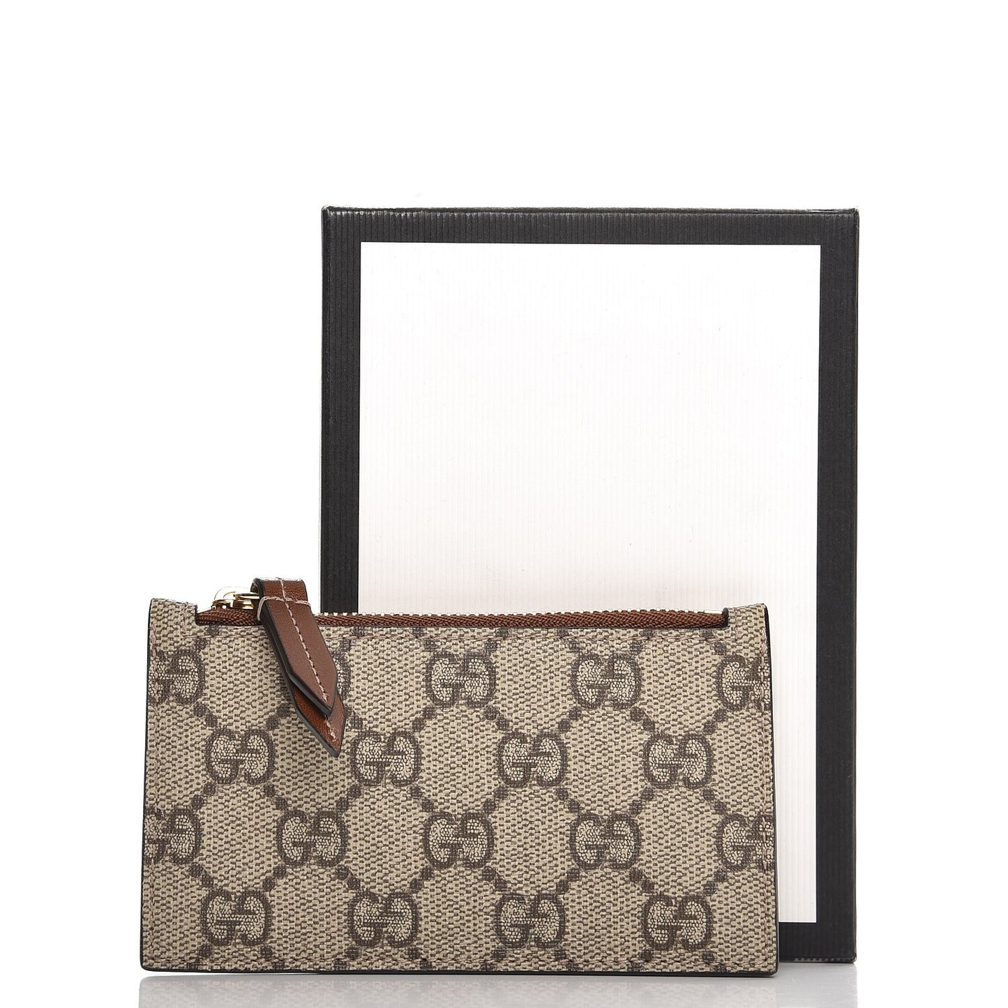 GG Supreme Monogram Coin Case Card Holder Brown