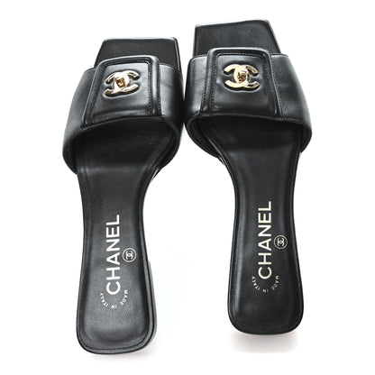 Chanel Lambskin CC Turnlock Mules 36.5 Black 2 of 9