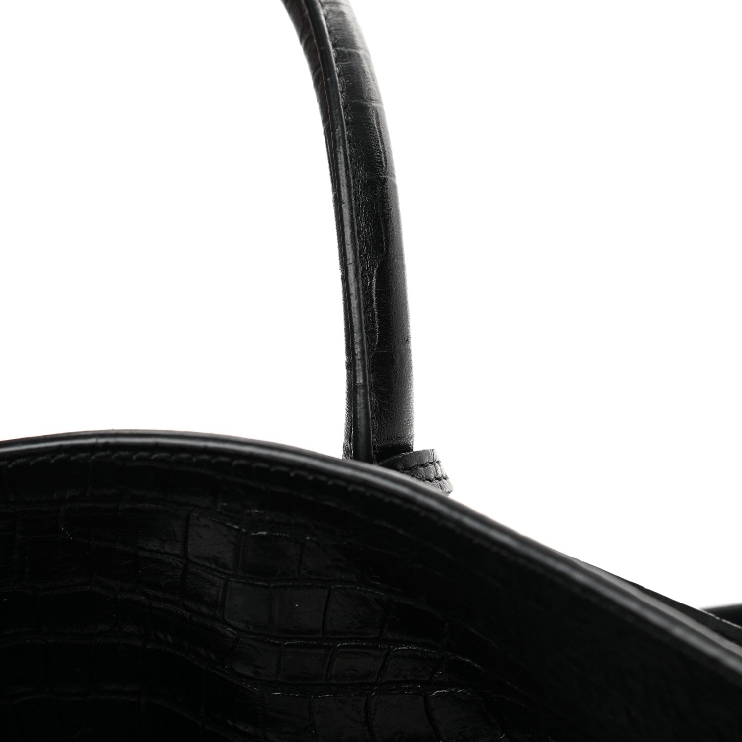 Saint Laurent Calfskin Crocodile Embossed Small Supple Sac de Jour Black 11 of 11