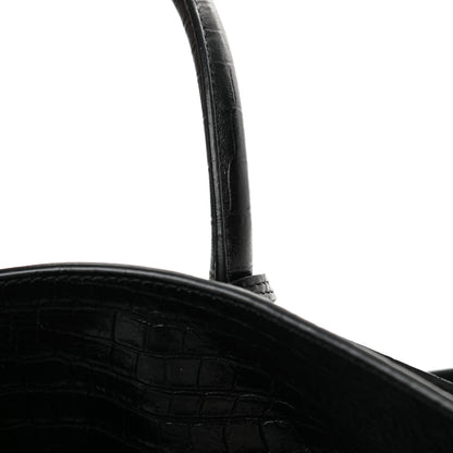 Saint Laurent Calfskin Crocodile Embossed Small Supple Sac de Jour Black 11 of 11