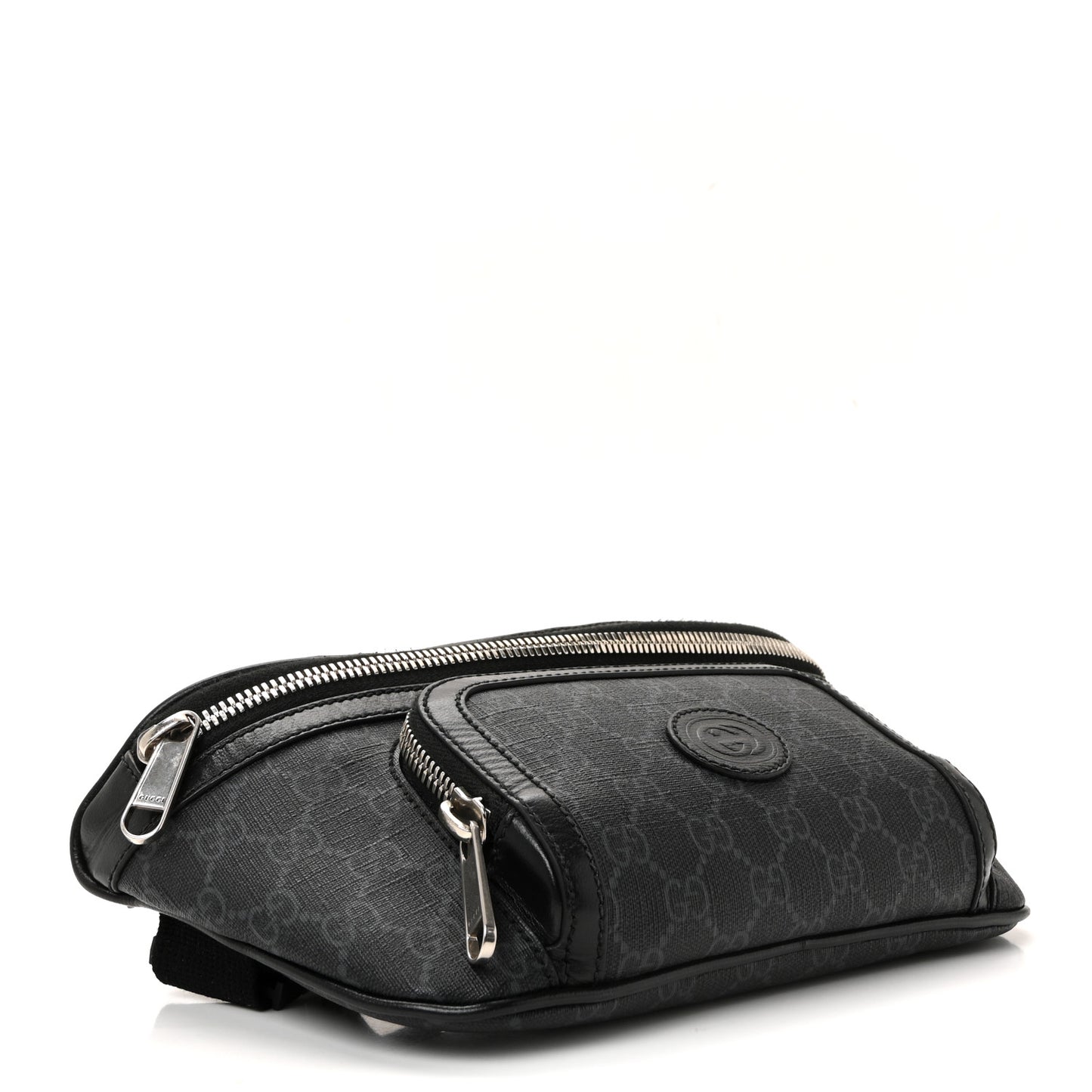 GG Supreme Monogram Textured Calfskin Retro Interlocking G Belt Bag Black