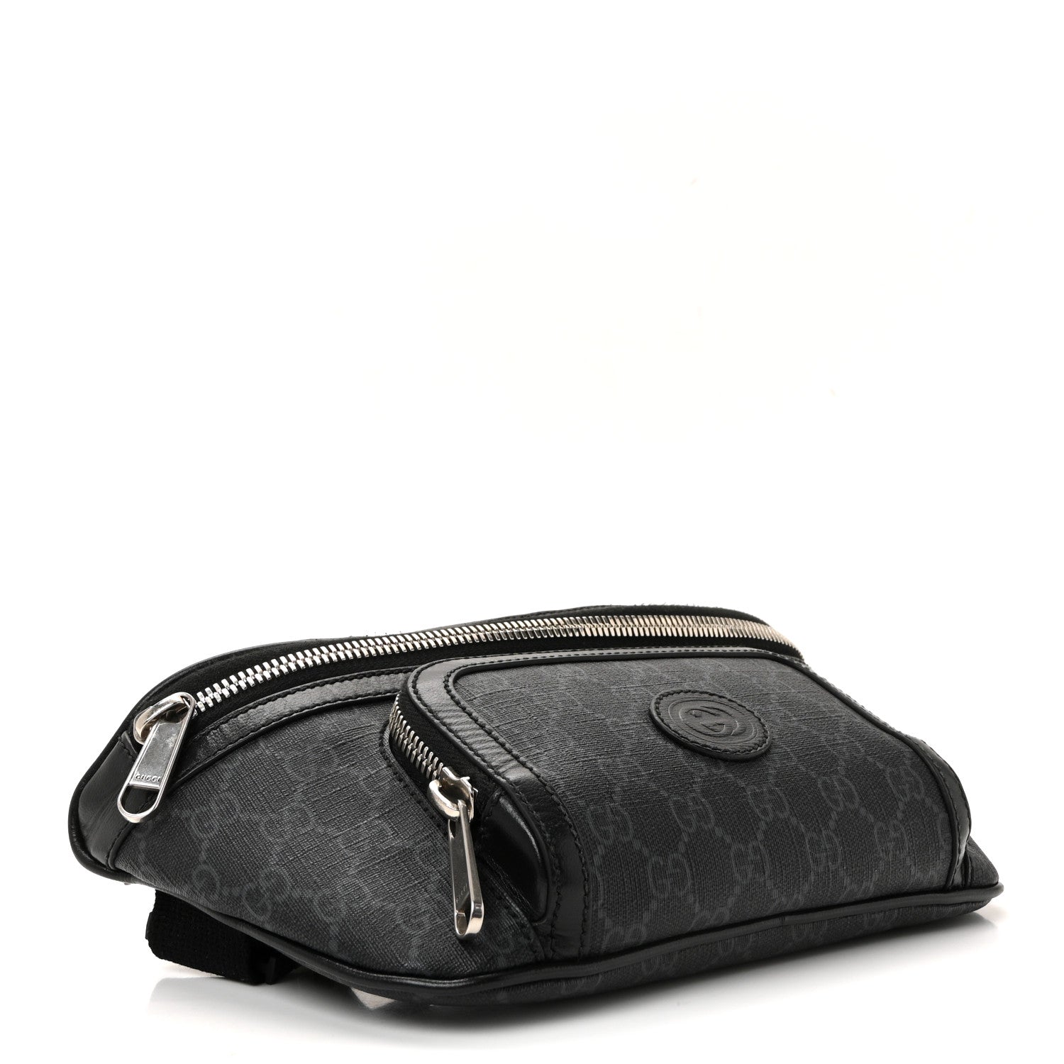 Gucci GG Supreme Monogram Textured Calfskin Retro Interlocking G Belt Bag Black 4 of 9