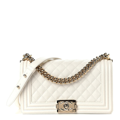 Chanel Caviar Quilted Medium Boy Flap White 1 of 10