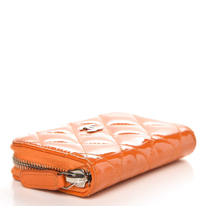 Chanel Patent Calfskin Quilted Zip Coin Purse Orange 4 of 12