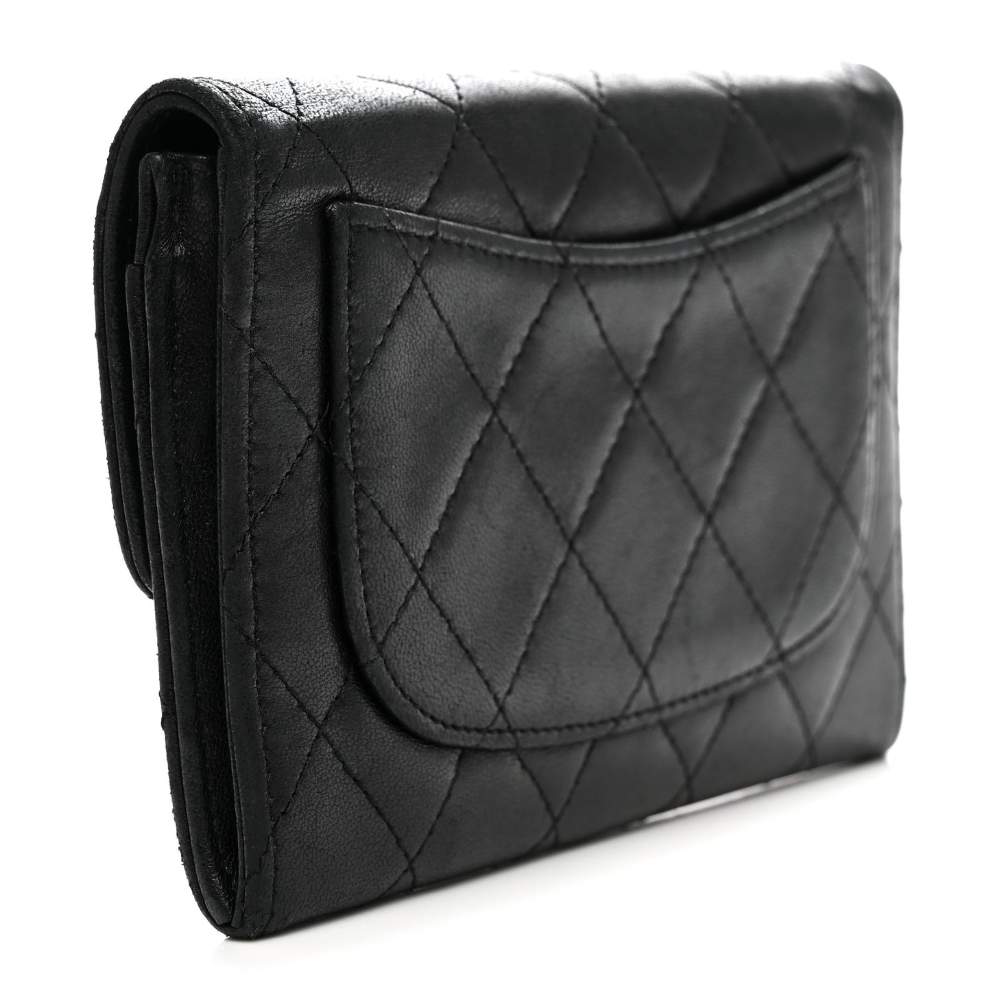 Lambskin Quilted Medium Flap Wallet Black
