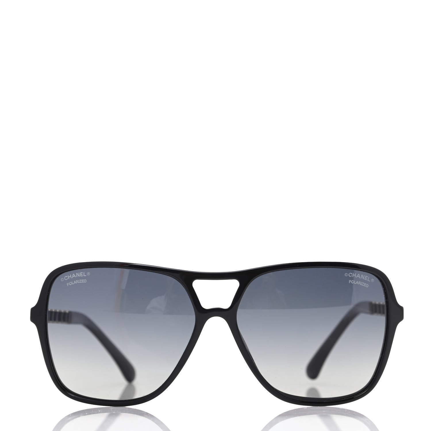 Chanel Metal Calfskin CC Chain Polarized Pilot Sunglasses 5439-Q Black 2 of 8